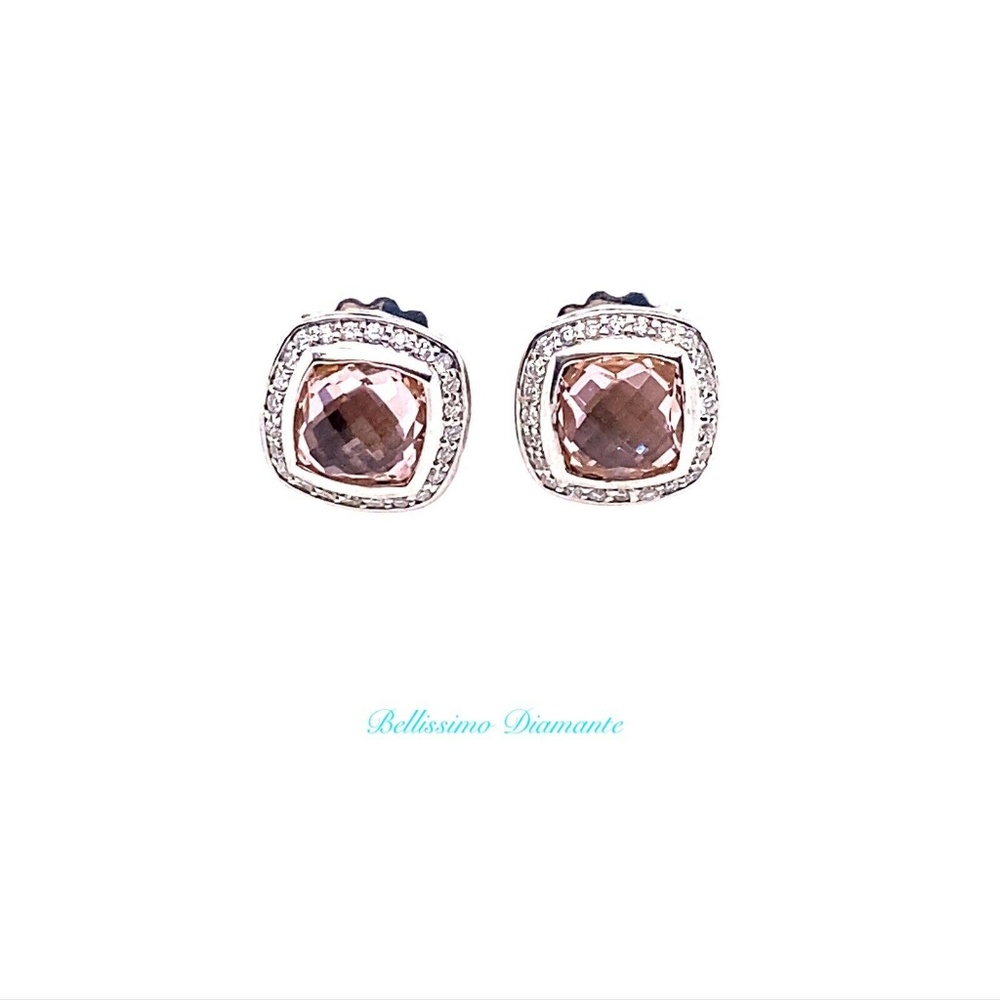 David Yurman 7mm Sterling Silver Morganite Albion Stud Earrings